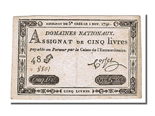 Biljet, Frankrijk, 5 Livres, 1791, SUP, KM:A50, Lafaurie:145