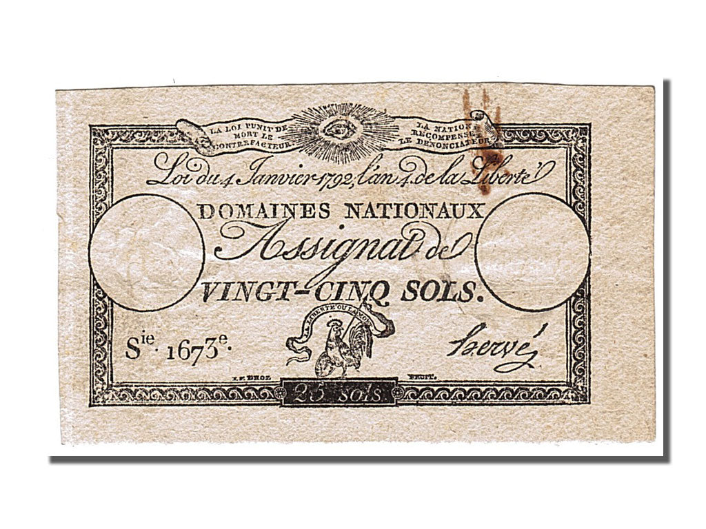 France, 25 Sols, 1792, KM #A55, 1792-01-04, AU(55-58), Lafaurie #150, France,...