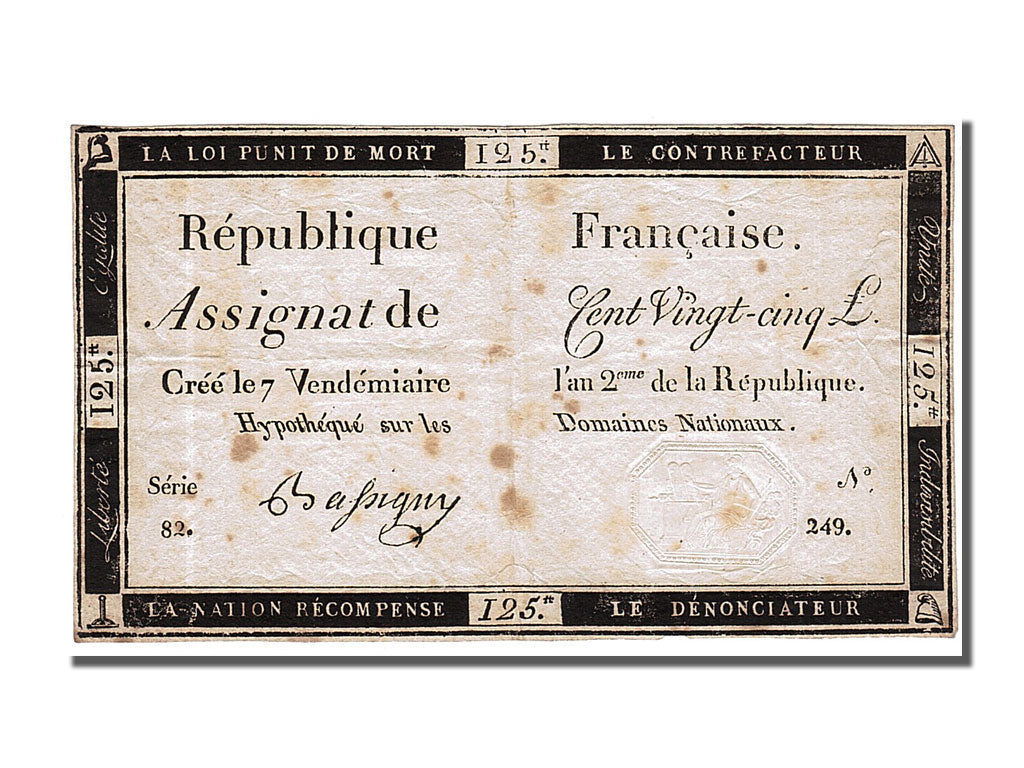 France, 125 Livres, 1793, KM #A74, 1793-09-28, EF(40-45), Lafaurie #169,...