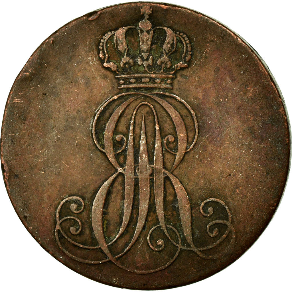 Coin, German States, HANNOVER, Ernst August, 2 Pfennig, 1844, EF(40-45), Copper