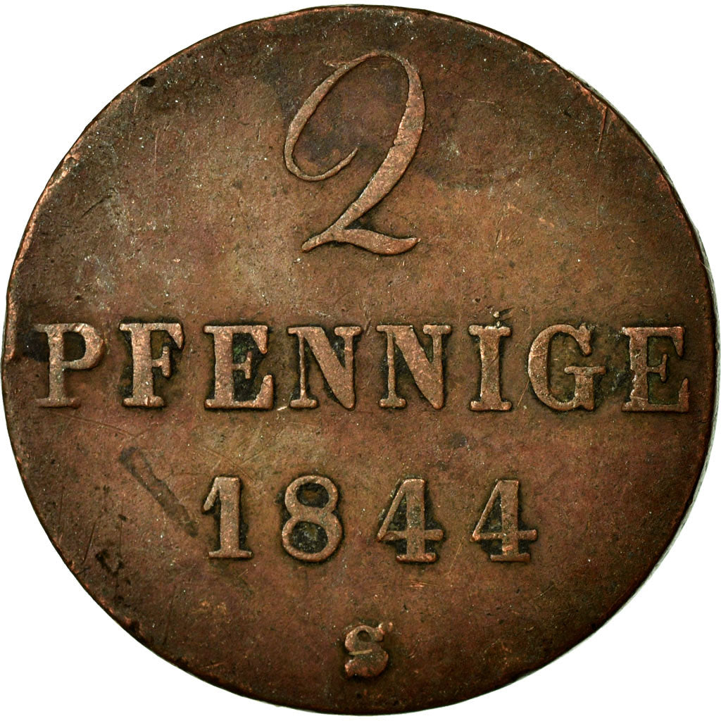Coin, German States, HANNOVER, Ernst August, 2 Pfennig, 1844, EF(40-45), Copper