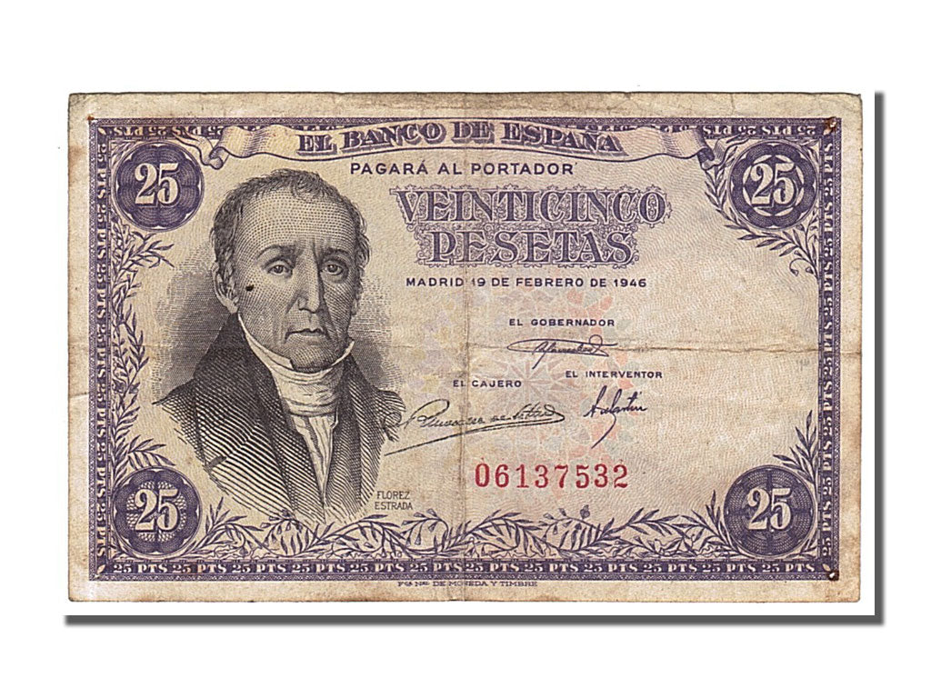 Espagne, 25 Pesetas type Estrada