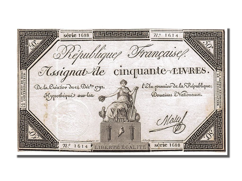 France, 50 Livres, 1792, KM #A72, 1792-12-14, EF(40-45), Lafaurie #164, France,.