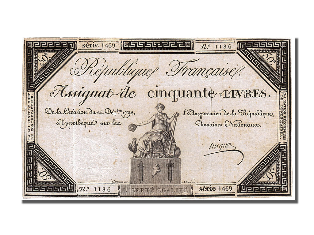 France, 50 Livres, 1792, KM #A72, 1792-12-14, EF(40-45), Lafaurie #164, France,.