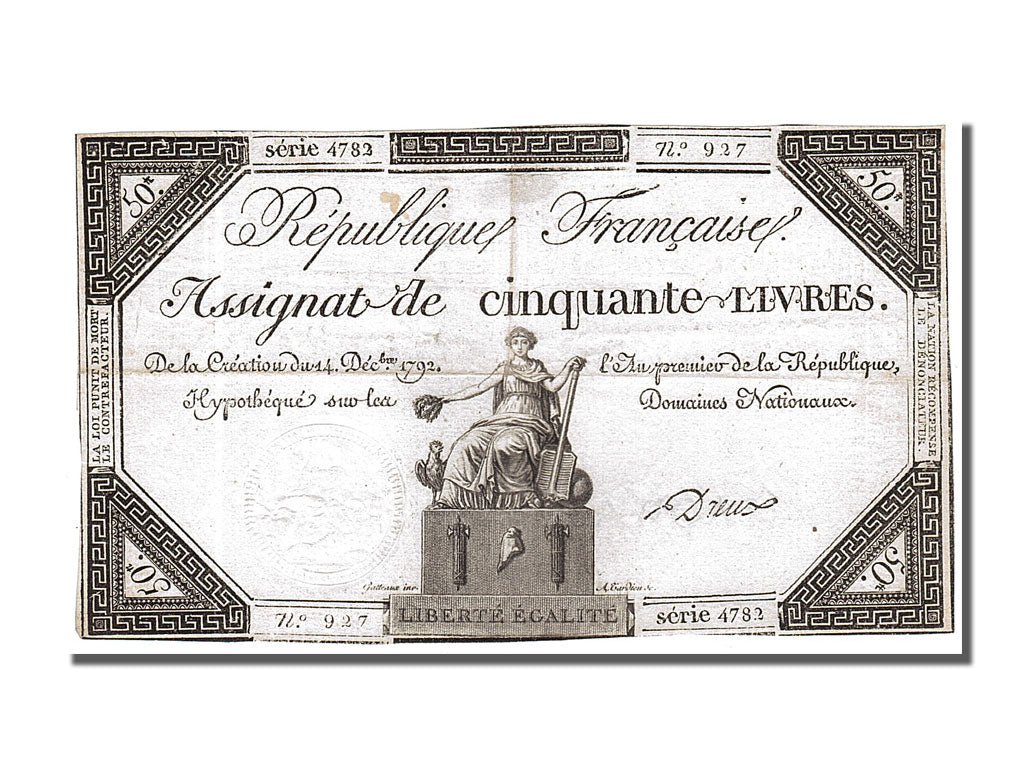50 Livres type Domaines Nationaux, signé Dreux