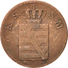 German States, SAXONY-ALBERTINE, Johann, 2 Pfennig, 1855, EF(40-45), KM 1185