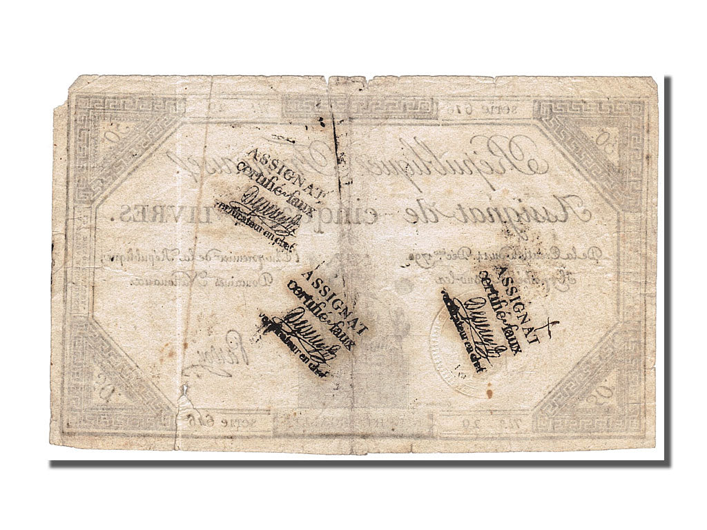 FRANCE, 50 Livres, 1792, 1792-12-14, VF(20-25), Lafaurie #164, FRANCE, 50...