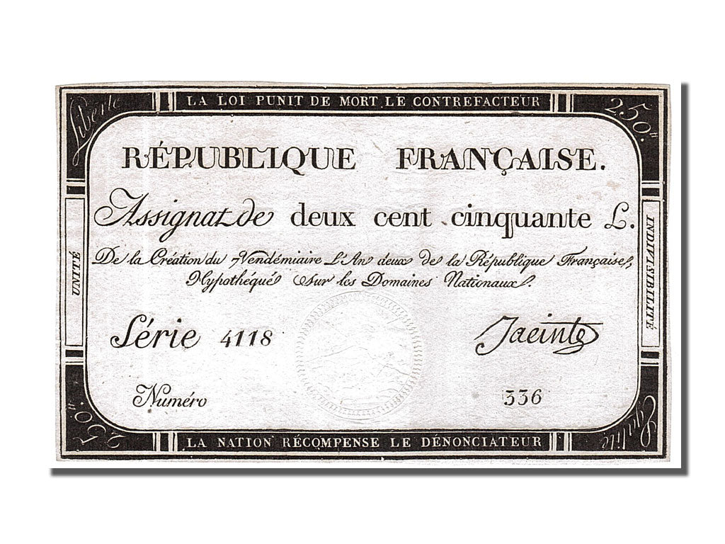FRANCE, 250 Livres, 1793, 1793-09-28, EF(40-45), Lafaurie #170, FRANCE, 250...