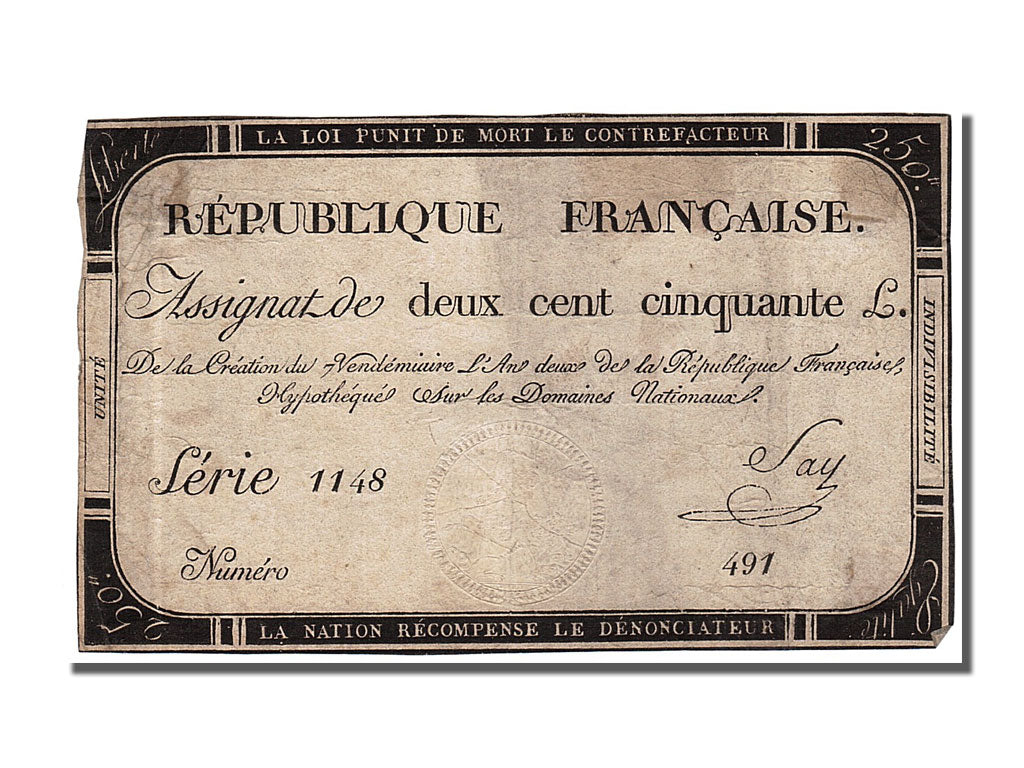 Francia, 250 Livres, 1793, Say, KM:A75, MB+, Lafaurie:170