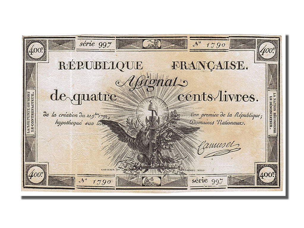 400 Livres type Domaines Nationaux, signé Camuset