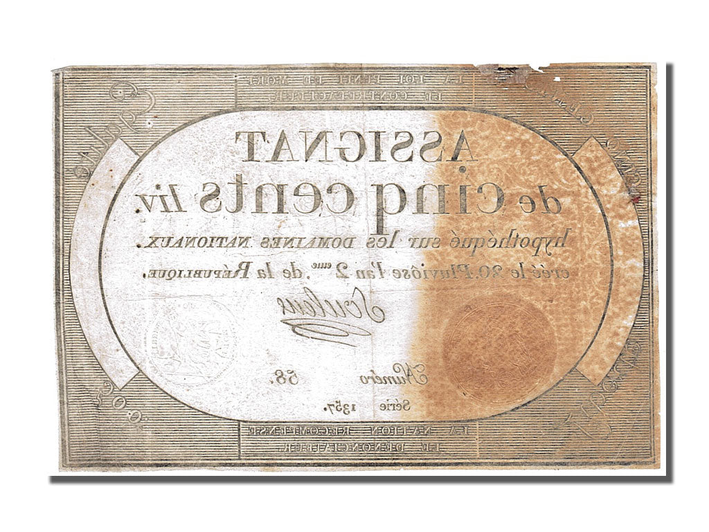 FRANCE, 500 Livres, 1794, 1794-02-08, VF(30-35), Lafaurie #172, FRANCE, 500...