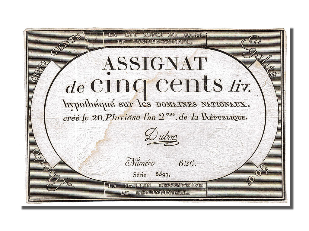 France, 500 Livres, 1794, KM #A77, 1794-02-08, EF(40-45), Lafaurie #172,...