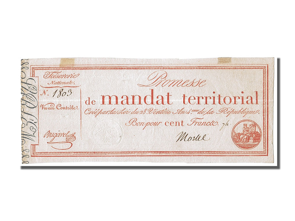 FRANCE, 100 Francs, 1796, 1796-03-18, AU(50-53), Lafaurie #197, FRANCE, 100...