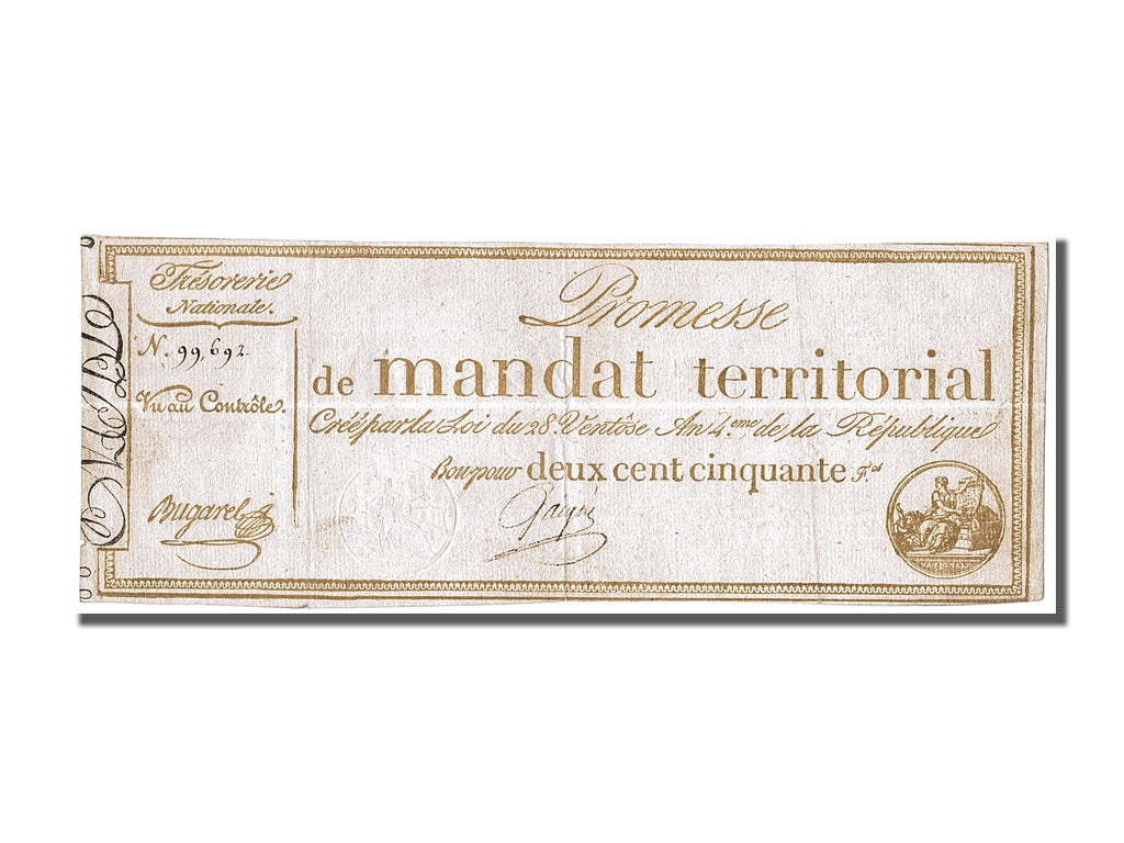 250 Francs Promesse de Mandat Territorial type Sans Série