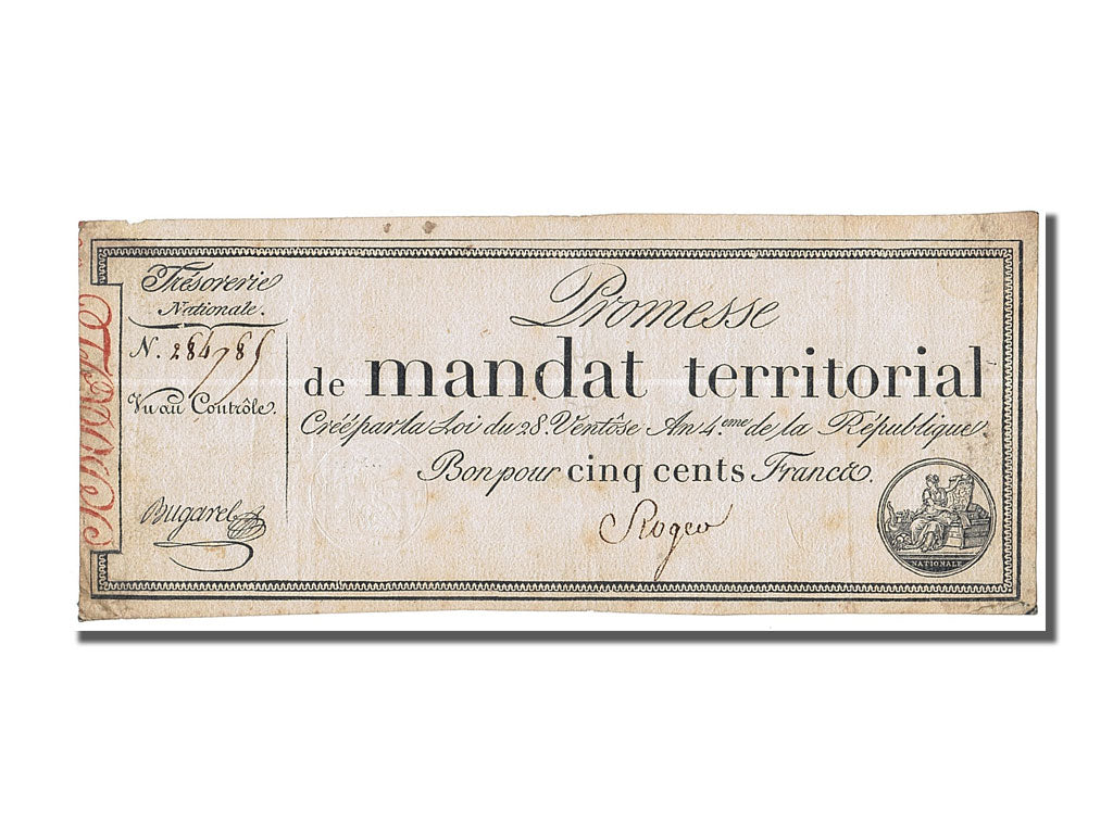 FRANCE, 500 Francs, 1796, 1796-03-18, EF(40-45), Lafaurie #199, FRANCE, 500...