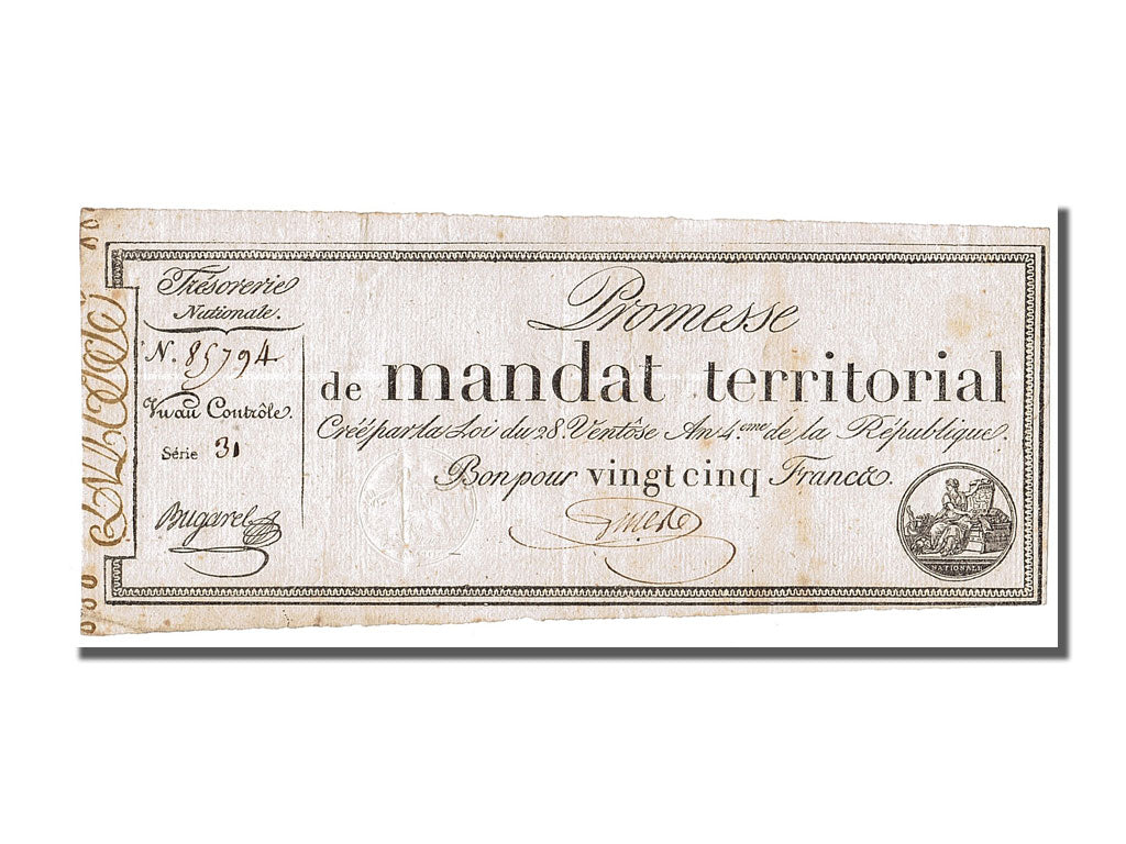 Francia, 25 Francs, 1796, Bugarel, 1796-03-18, BB+, Lafaurie:200