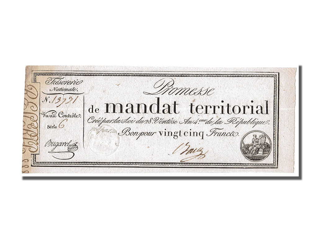 Banknote, France, 25 Francs, 1796, Bugarel, UNC(63), KM:A83b, Lafaurie:200