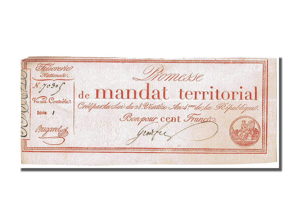 Banknote, France, 100 Francs, 1796, Bugarel, EF(40-45), KM:A84b, Lafaurie:201