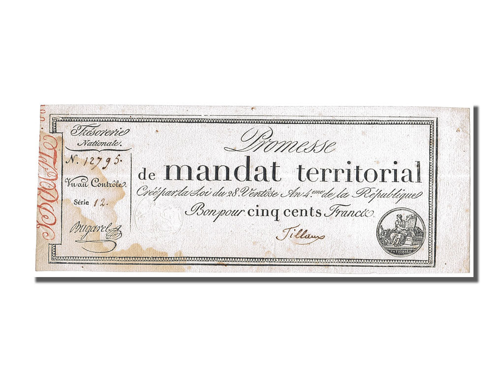 France, 500 Francs, 1796, KM #A86b, 1796-03-18, EF(40-45), Lafaurie #203,...