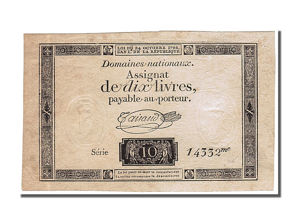 10 Livres type Domaines Nationaux, signé Taisaud