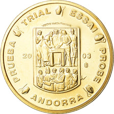 Andorra, Medal, 20 C, Essai-Trial, 2003, MS(65-70), Copper-Nickel Gilt
