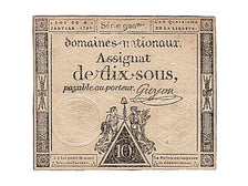 France, 10 Sous, 1792, KM #A53, 1792-01-04, AU(55-58), Lafaurie #148, France,...