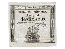 Banconote, Francia, 10 Sous, 1793, FDS, KM:A68b, Lafaurie:165
