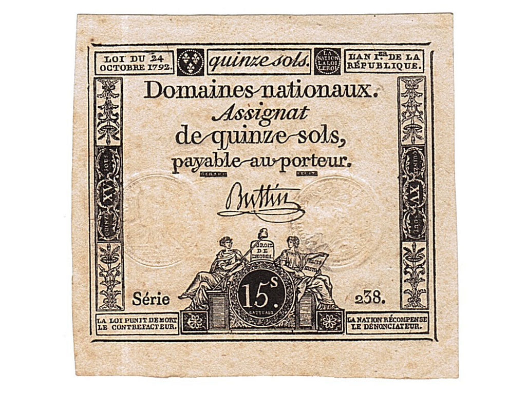 FRANCE, 15 Sols, 1792, 1792-10-24, AU(55-58), Lafaurie #160, FRANCE, 15 Sols,...