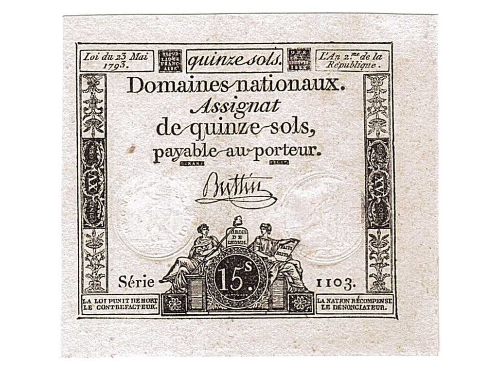 France, 15 Sols, 1793, KM #A69b, 1793-05-23, UNC(65-70), Lafaurie #166, France,.