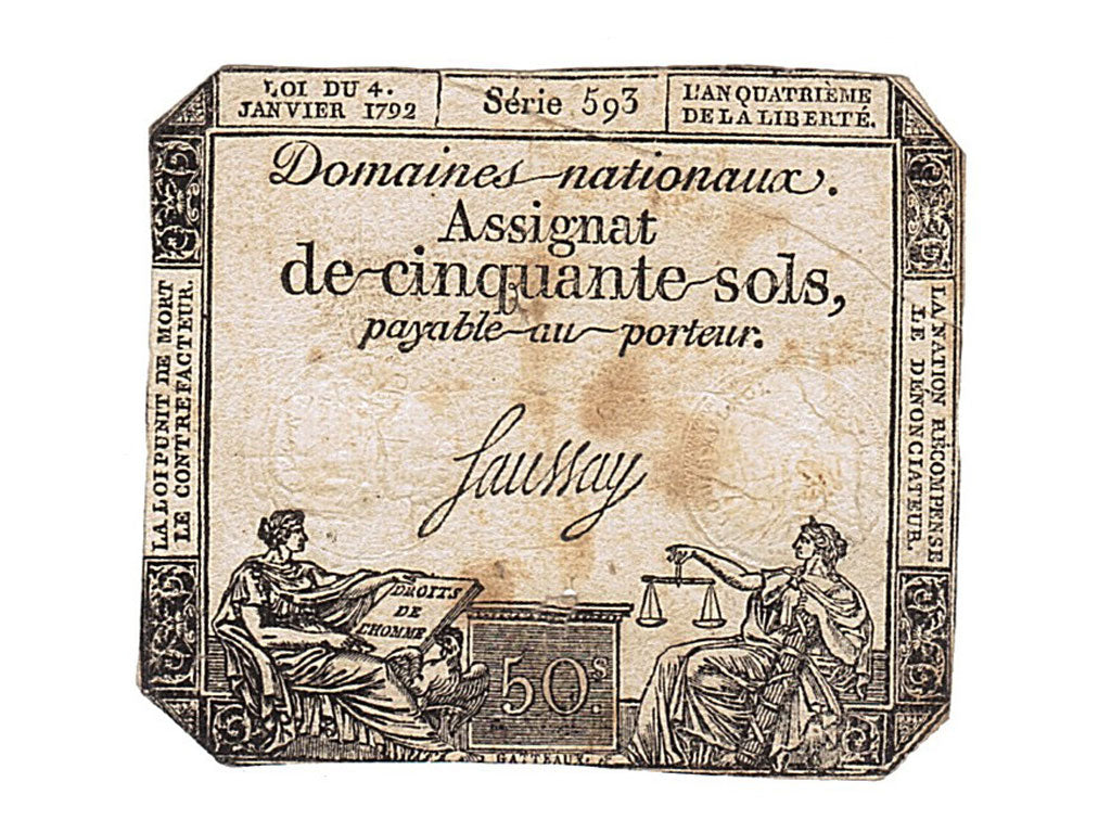 FRANCE, 50 Sols, 1792, 1792-01-04, VF(20-25), Lafaurie #151, FRANCE, 50 Sols,...