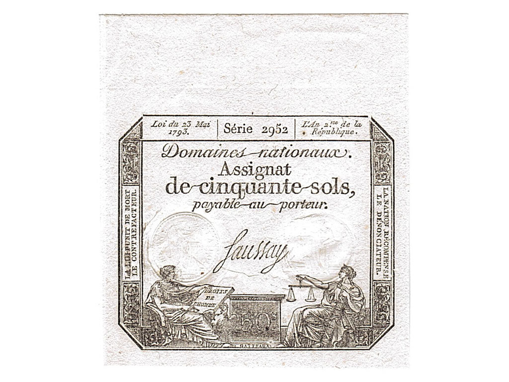 FRANCE, 50 Sols, 1793, 1793-05-23, UNC(65-70), Lafaurie #167, FRANCE, 50 Sols,..