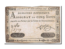 FRANCE, 5 Livres, 1791, 1791-05-06, EF(40-45), Lafaurie #137, FRANCE, 5 Livres,.