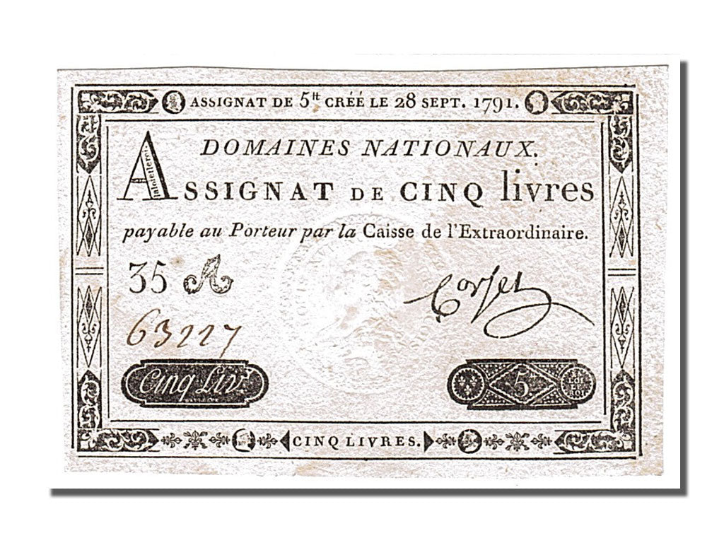 France, 5 Livres, 1791, KM #A49, 1791-09-28, UNC(60-62), Lafaurie #144, France,.