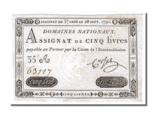 France, 5 Livres, 1791, KM #A49, 1791-09-28, UNC(60-62), Lafaurie #144, France,.