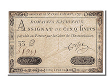 FRANCE, 5 Livres, 1791, 1791-09-28, EF(40-45), Lafaurie #144, FRANCE, 5 Livres,.