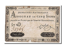 FRANCE, 5 Livres, 1791, 1791-11-01, VF(30-35), Lafaurie #145, FRANCE, 5 Livres,.