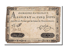 FRANCE, 5 Livres, 1791, 1791-11-01, VF(20-25), Lafaurie #145, FRANCE, 5 Livres,.