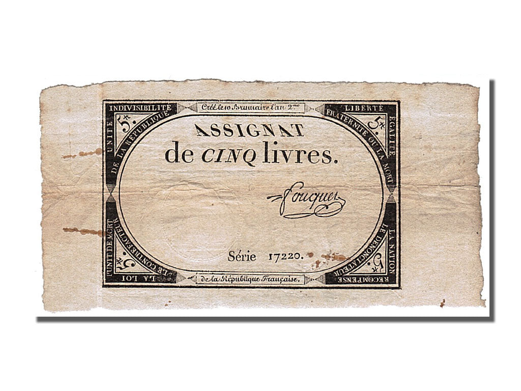 FRANCE, 5 Livres, 1793, 1793-10-31, EF(40-45), Lafaurie #171, FRANCE, 5 Livres,.