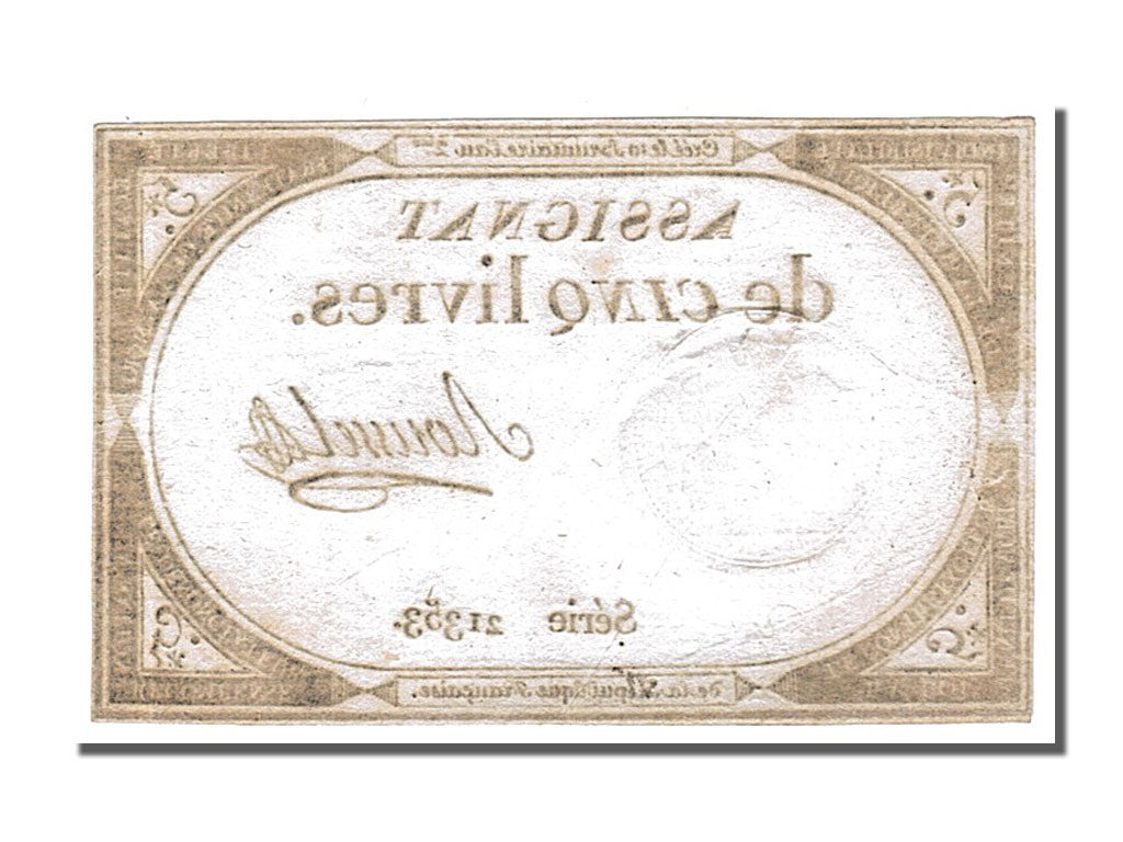 FRANCE, 5 Livres, 1793, 1793-10-31, AU(55-58), Lafaurie #171, FRANCE, 5 Livres,.