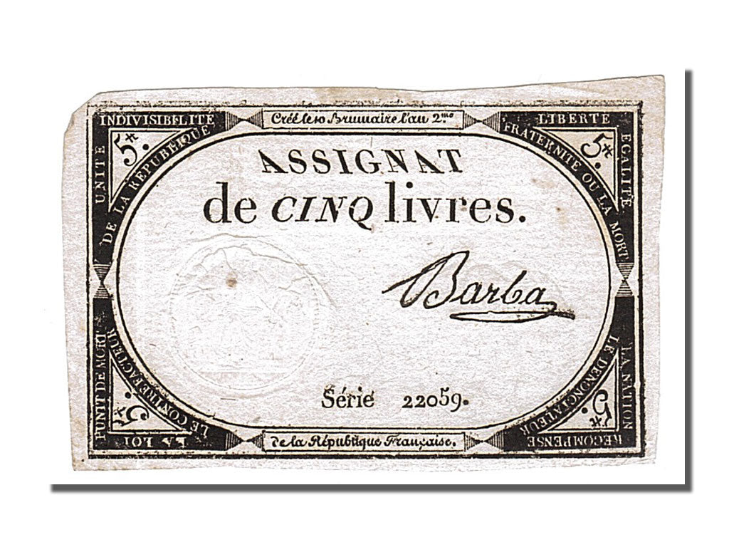 5 Livres type Domaines Nationaux, signé Barba