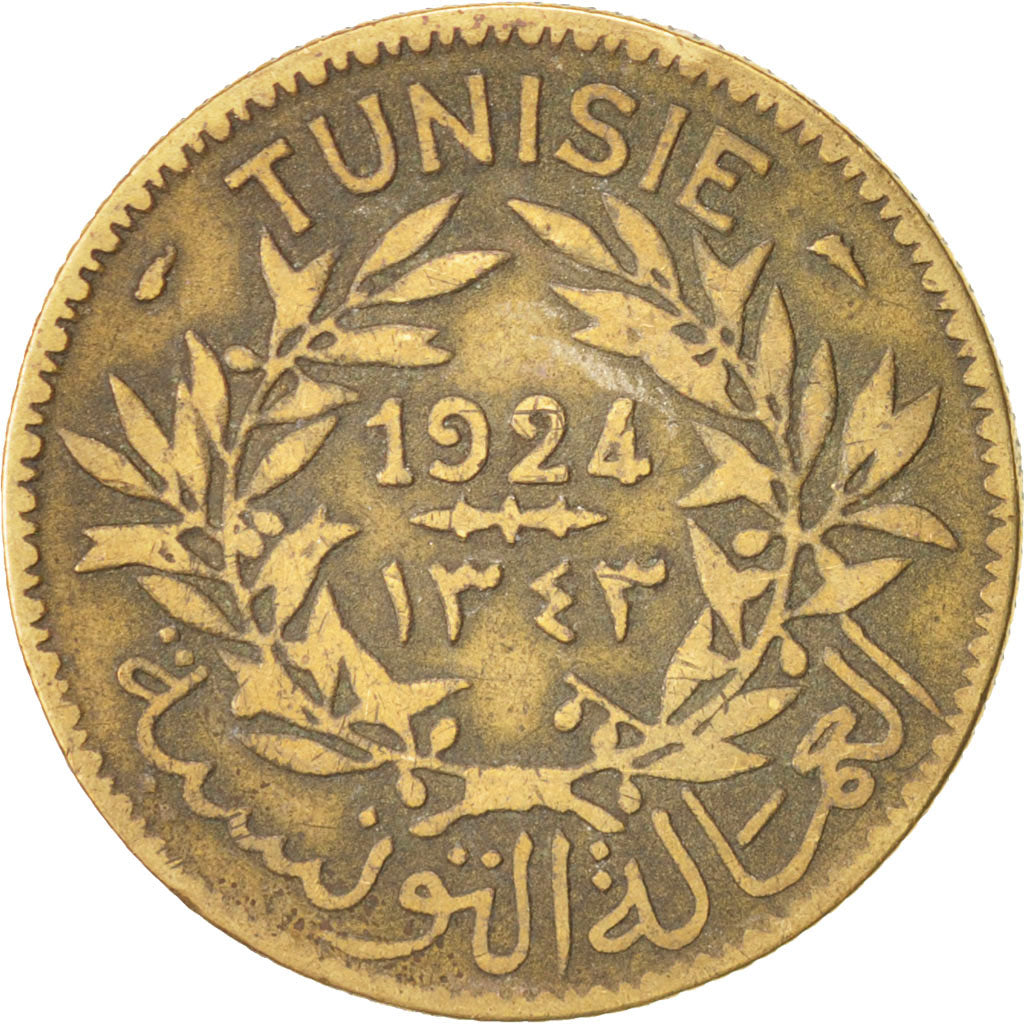 Tunisia, 2 Francs, 1924, Paris, VF(30-35), Aluminum-Bronze, KM:248