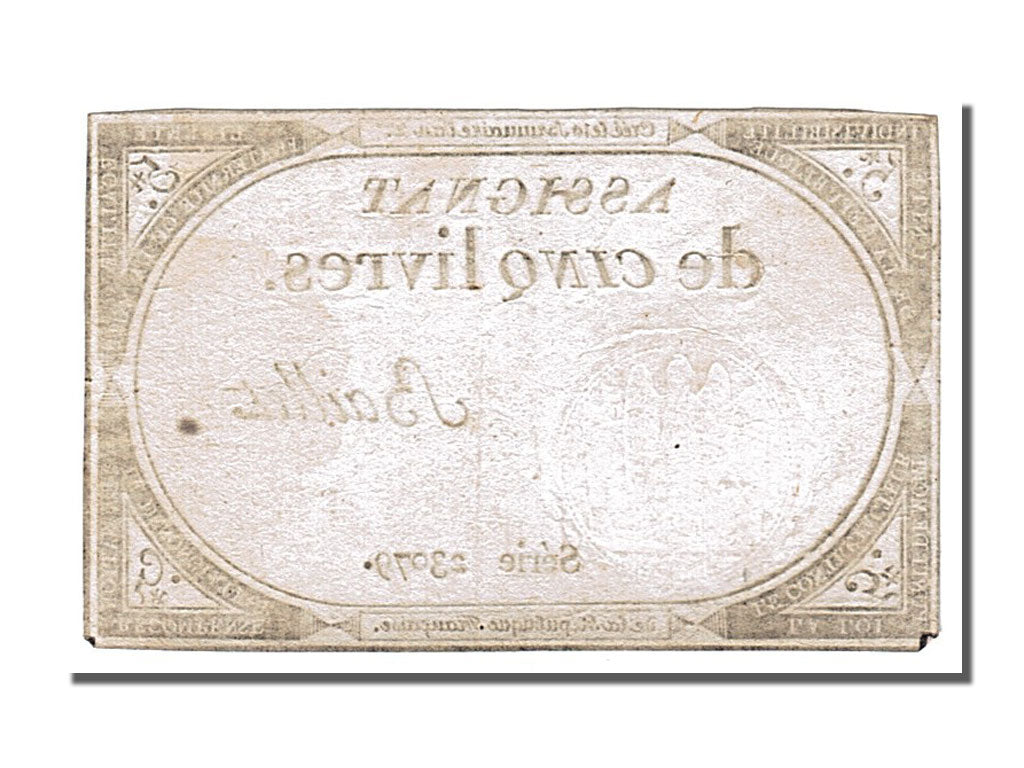 FRANCE, 5 Livres, 1793, 1793-10-31, EF(40-45), Lafaurie #171, FRANCE, 5 Livres,.