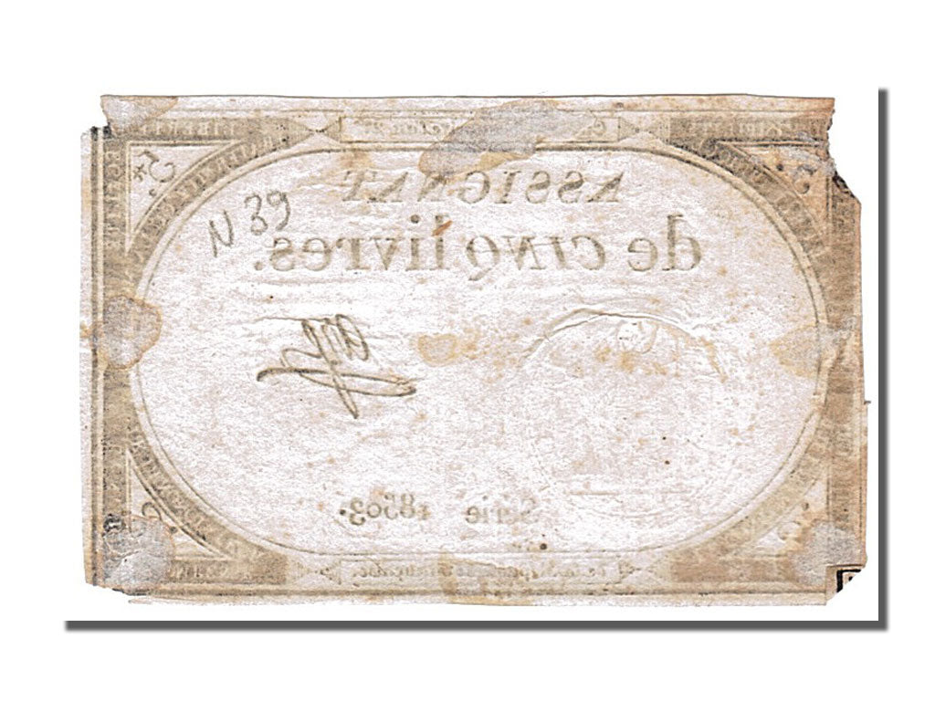 FRANCE, 5 Livres, 1793, 1793-10-31, EF(40-45), Lafaurie #171, FRANCE, 5 Livres,.