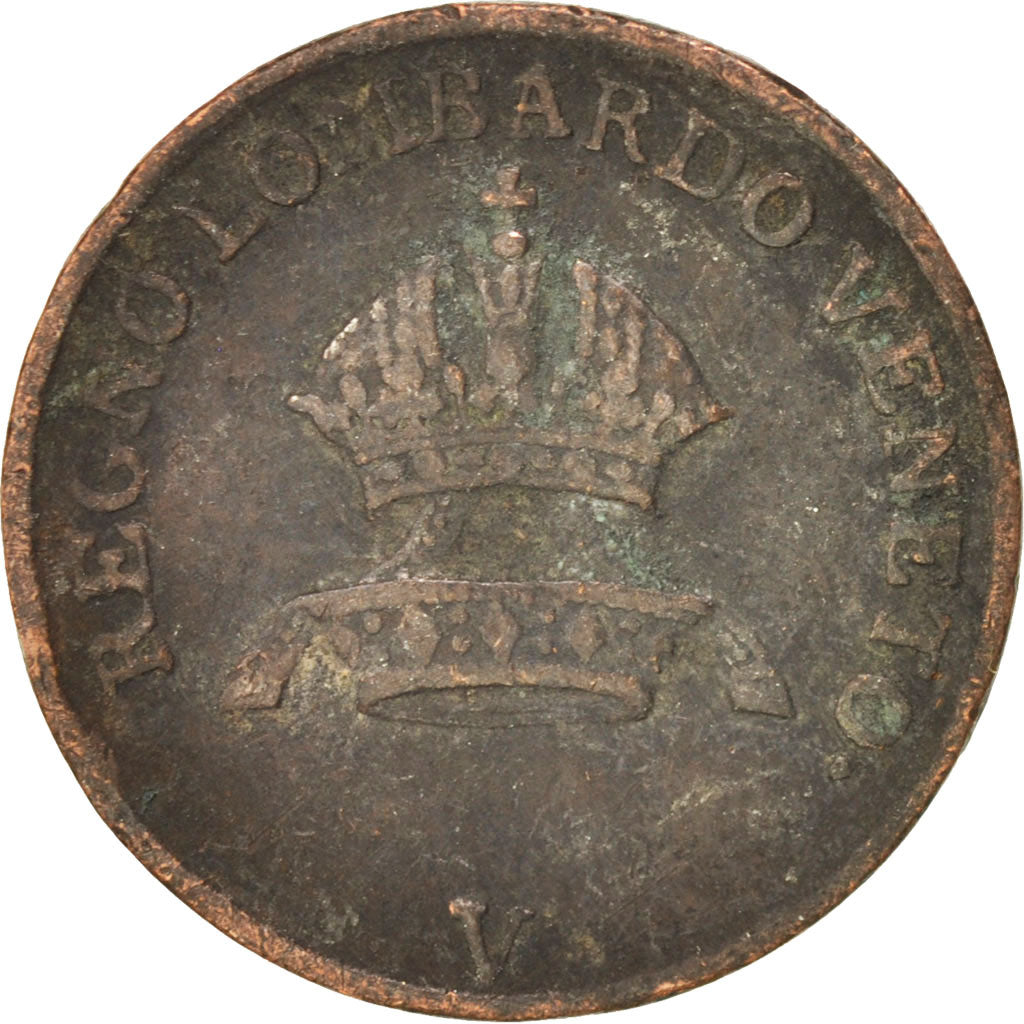 ITALIAN STATES, LOMBARDY-VENETIA, Centesimo, 1822, Venice, VF(30-35), KM 1.3