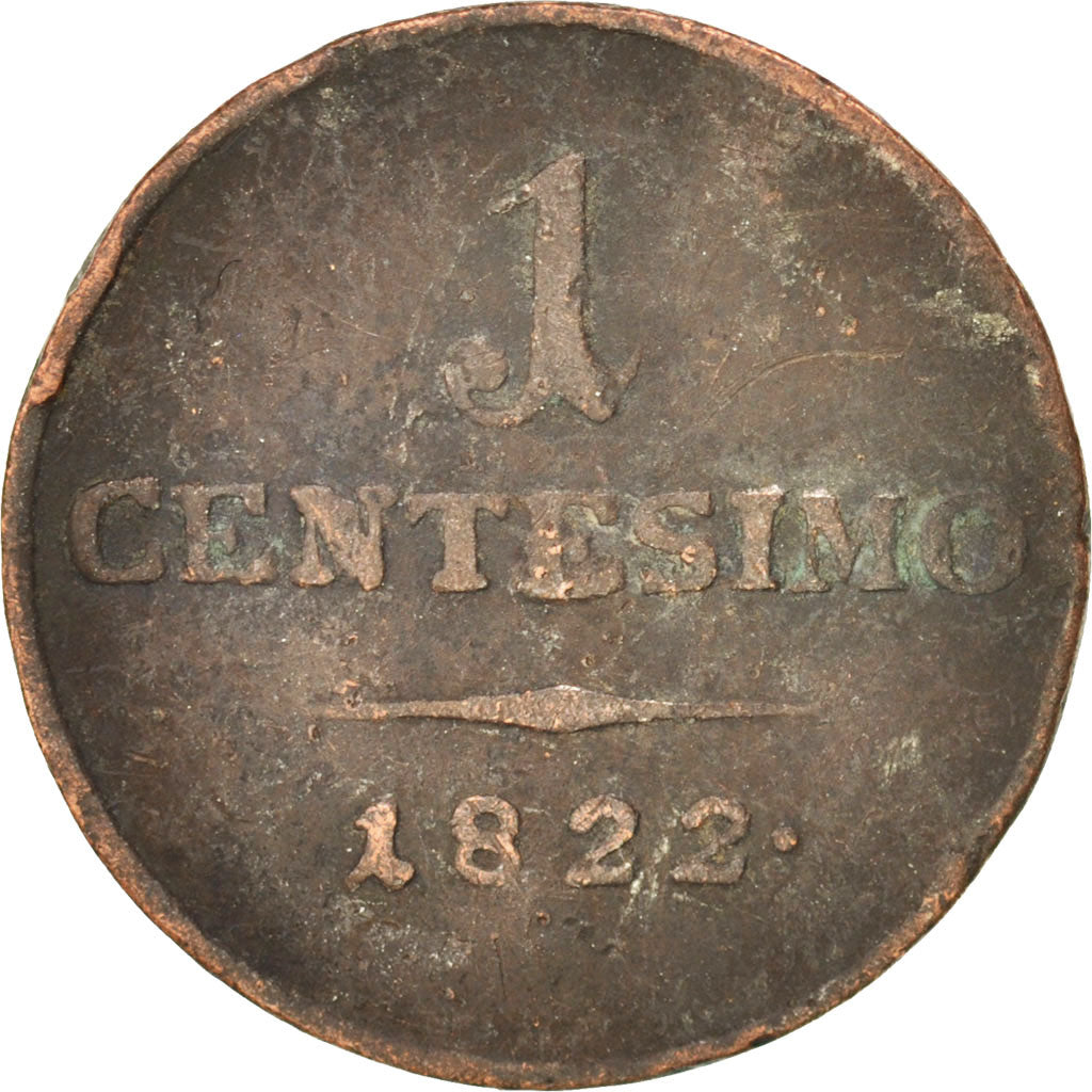 ITALIAN STATES, LOMBARDY-VENETIA, Centesimo, 1822, Venice, VF(30-35), KM 1.3