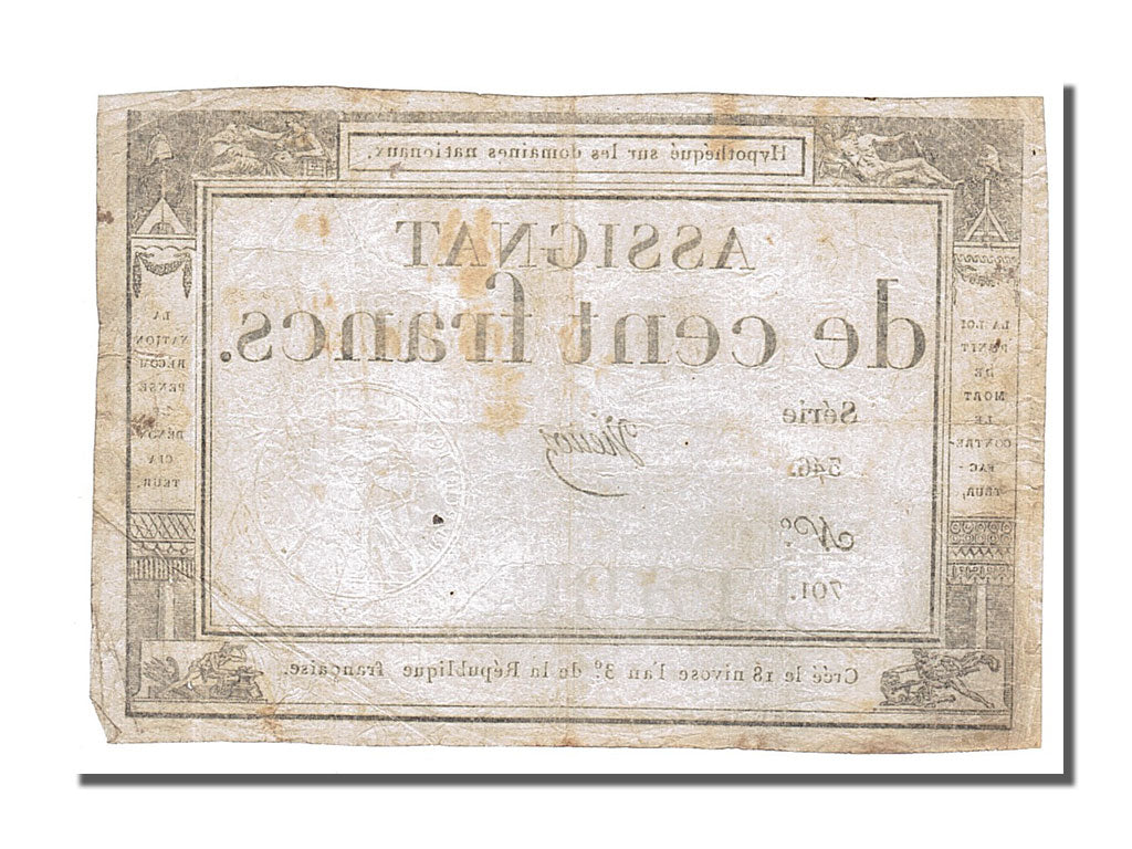 Geldschein, Frankreich, 100 Francs, 1795, Vienoz, SS, KM:A78, Lafaurie:173