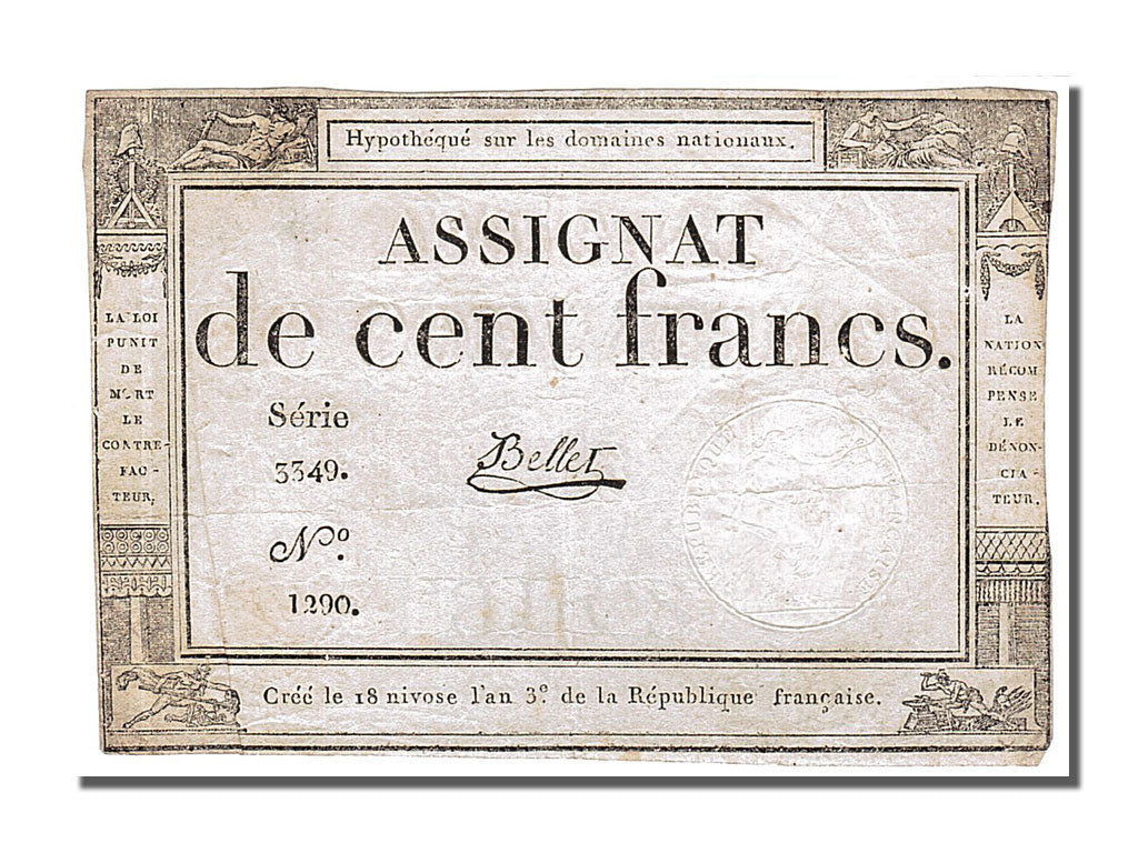 Geldschein, Frankreich, 100 Francs, 1795, Bellet, S+, KM:A78, Lafaurie:173