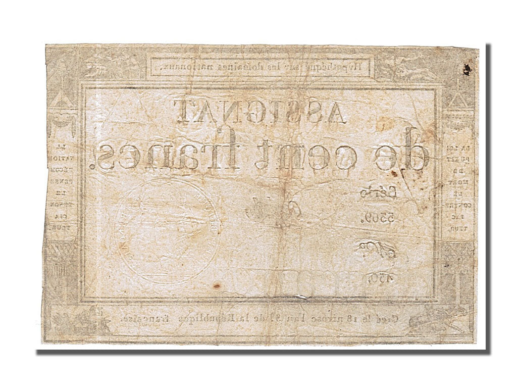 France, 100 Francs, 1795, KM #A78, 1795-01-07, VF(30-35), Lafaurie #173,...