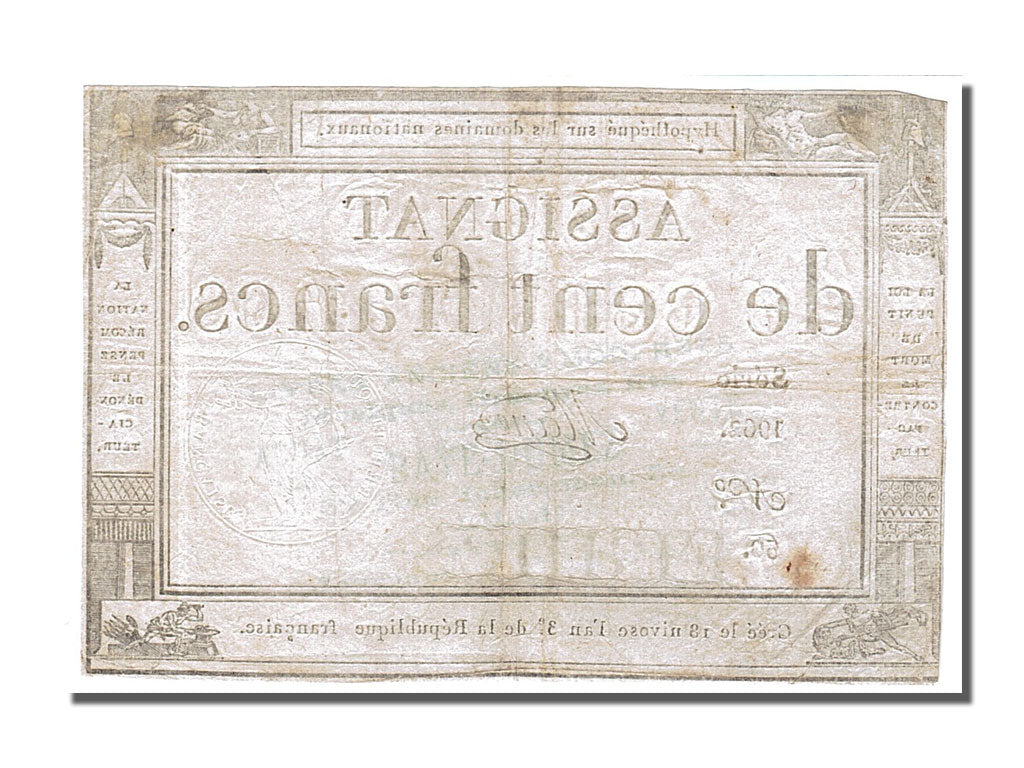 France, 100 Francs, 1795, KM #A78, 1795-01-07, EF(40-45), Lafaurie #173,...