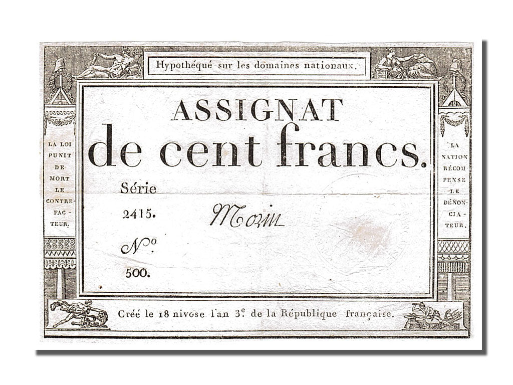 FRANCE, 100 Francs, 1795, 1795-01-07, EF(40-45), Lafaurie #173, FRANCE, 100...